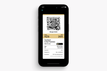 Air NZ app boarding pass screen
