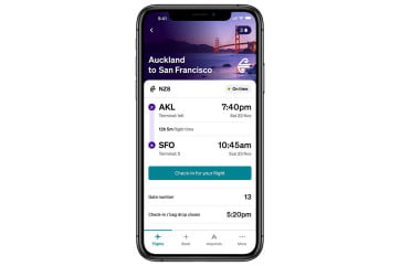 International Flight Details In The Air NZ App White Background.