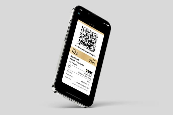 Digital boarding pass in the Air NZ app.