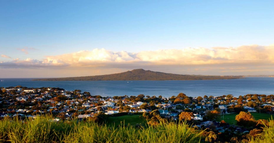 A view of Rangitoto from Mt. Victoria. 