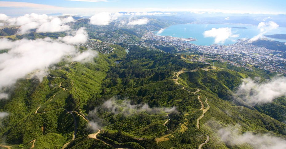 Zealandia from the air, Wellington, New Zealand. 