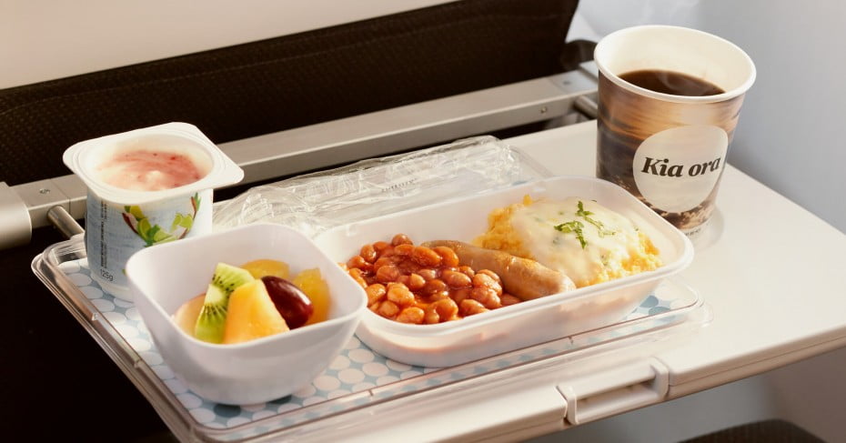 Air New Zealand Economy class breakfast. 